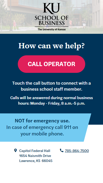 Business school video call mobile page